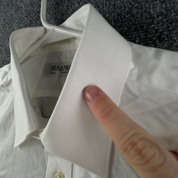 Balmain Paris SSP Button Up Long Sleeve White Shirt Cotton Blend Size 40-78 - Picture 9 of 16